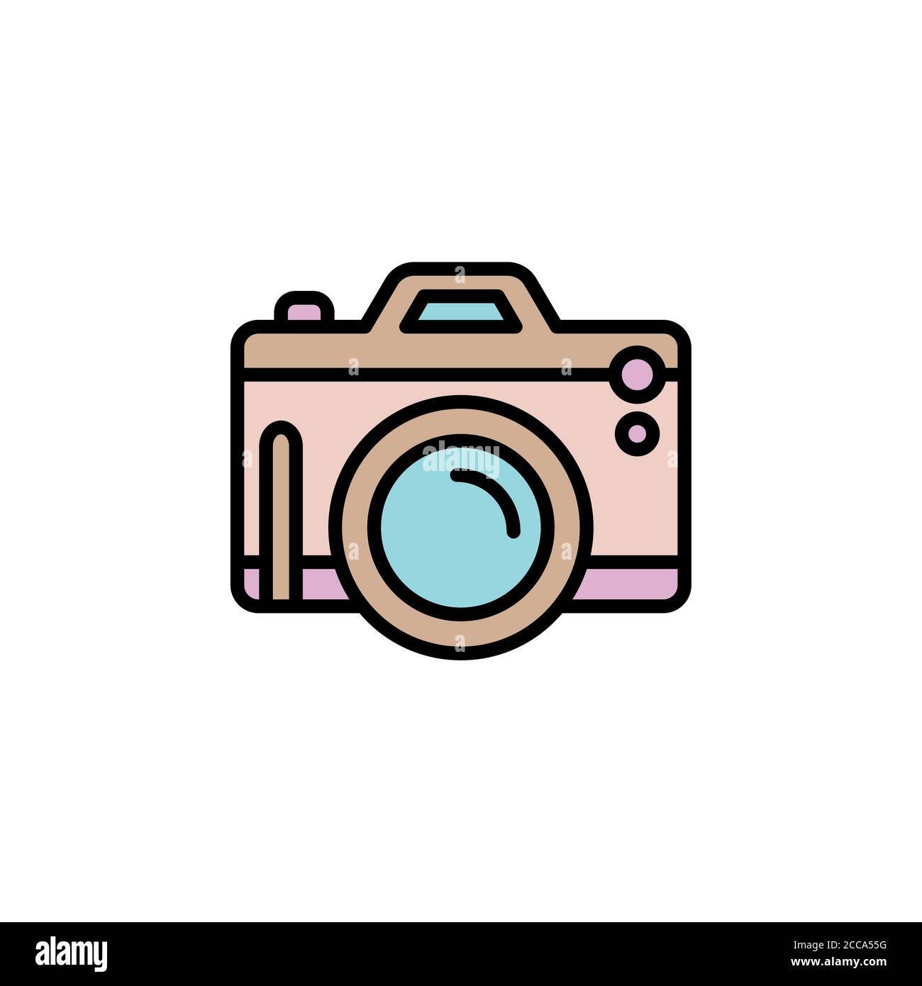 Kamera Fotografie Farbe Symbol dünne Linie, linear, Umriss. Pocket Digitalkamera einfaches Zeichen, fotocamera Logo Gadget Stock Vektor