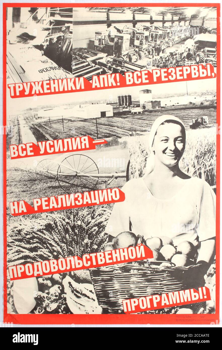 Das Nahrungsmittelprogramm während des 11. Fünfjahresplans der Union der Sozialistischen Sowjetrepubliken. Museum: PRIVATE SAMMLUNG. Autor: ANONYM. Stockfoto