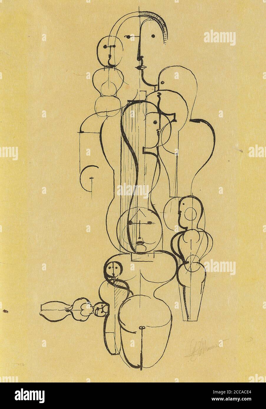 Konzentrische Gruppe: Figurenplan K1 (Konzentrische Gruppe: Figurenplan K1). Museum: PRIVATE SAMMLUNG. Autor: OSKAR SCHLEMMER. Stockfoto