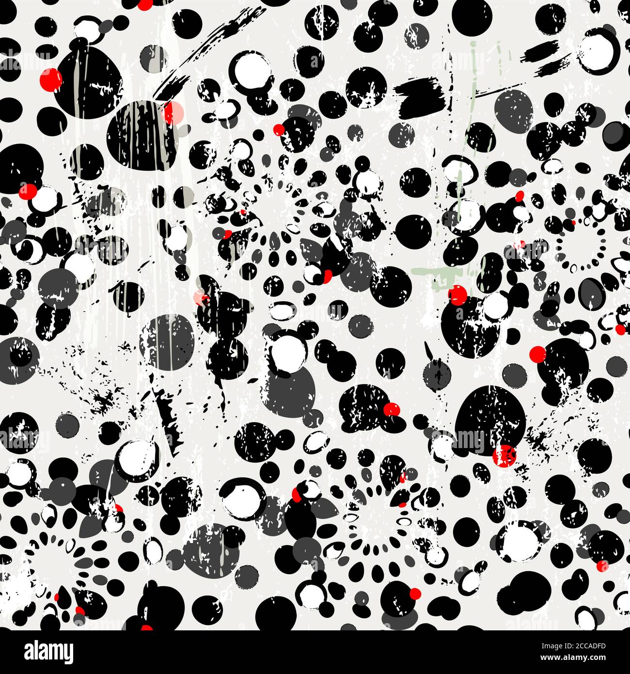 Nahtloses Muster Hintergrund, Punkte, mit Striche und Spritzer, schwarz und weiß, grungy Stock Vektor