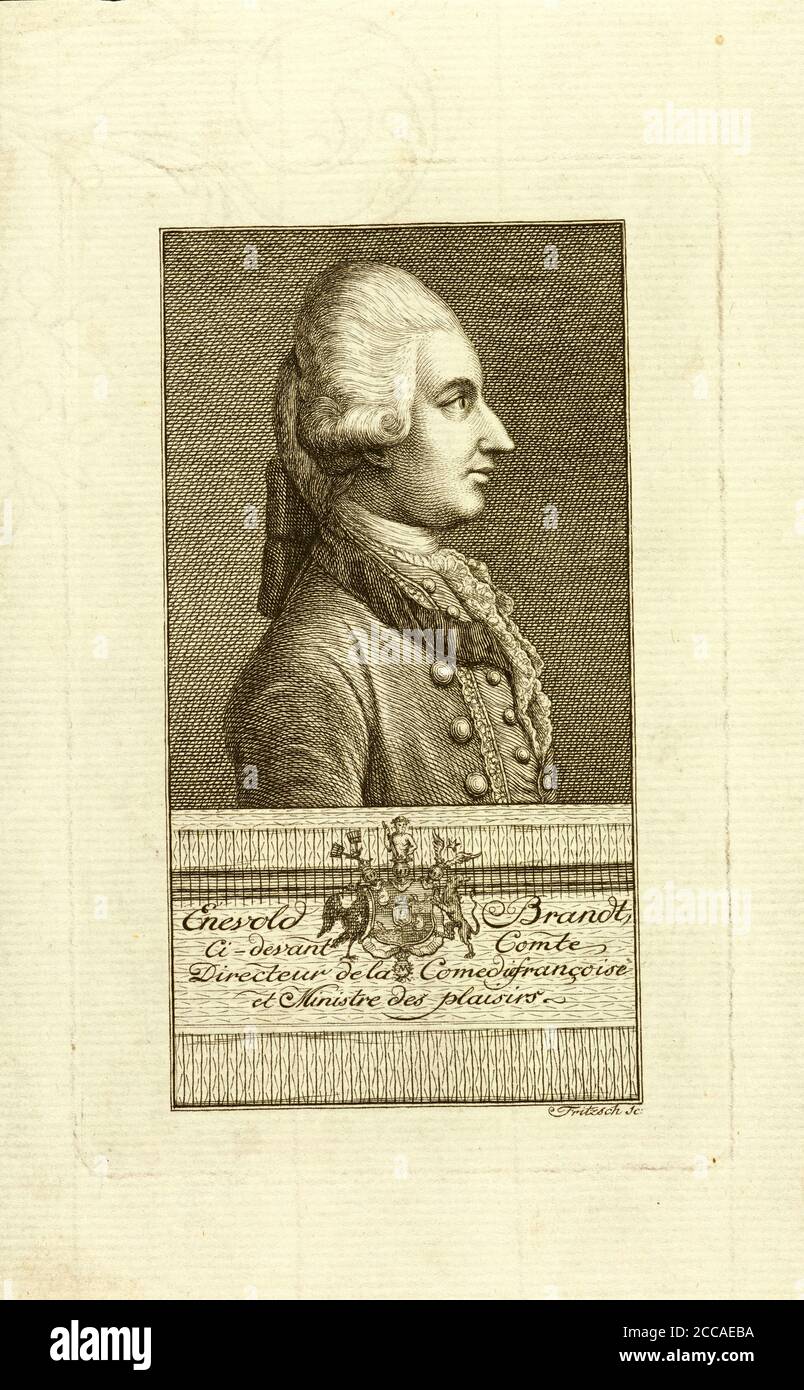 Porträt des Grafen Enevold Brandt (1738-1772). Museum: PRIVATE SAMMLUNG. AUTOR: CHRISTIAN FRIEDRICH FRITZSCH. Stockfoto