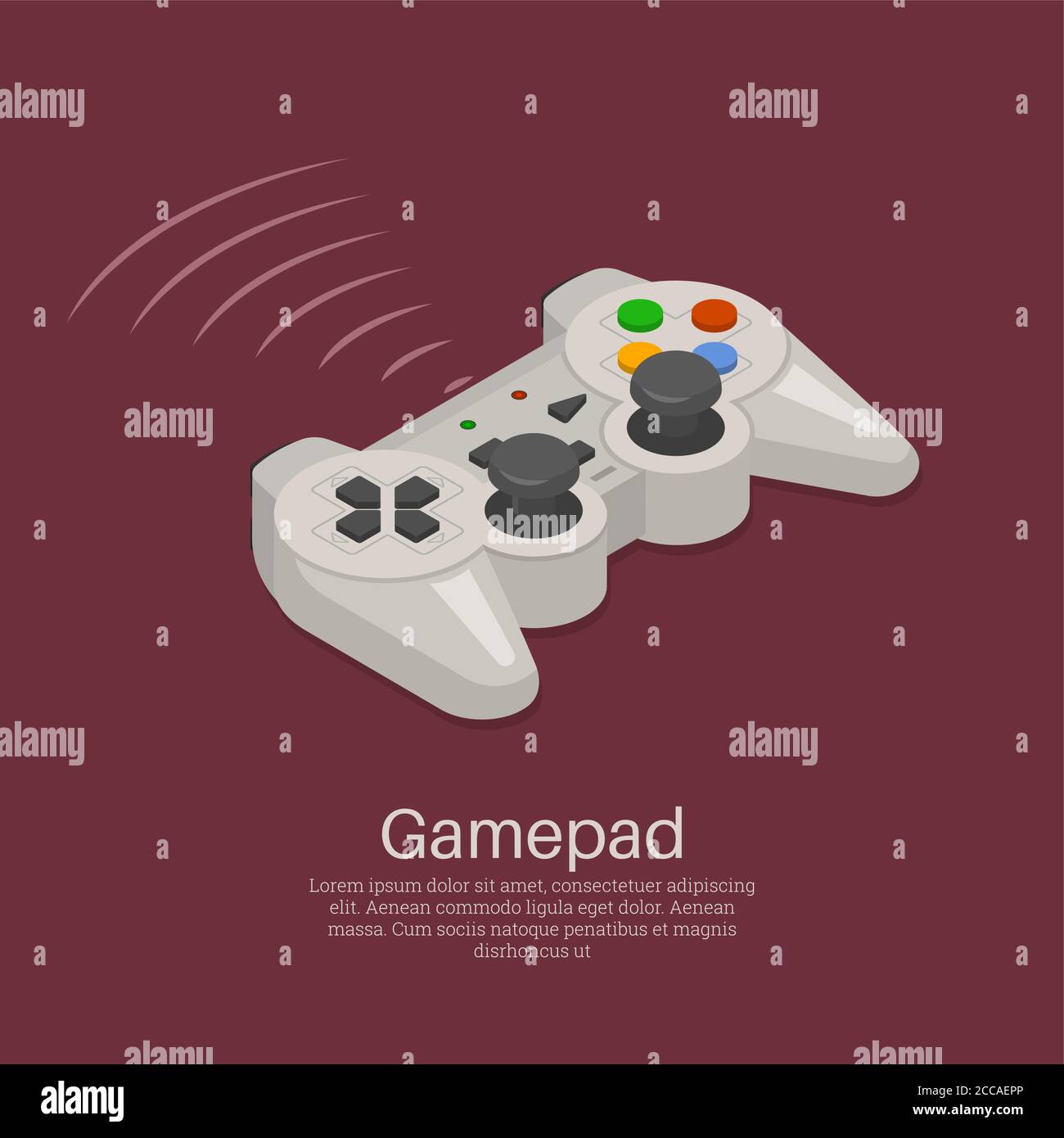 Gamepad icon.Joystick.Gerät für Videospiele.Drahtlose Geräte, Controller.3D. Isometrie. Ein Element für das Design. Vektorgrafik. Stock Vektor