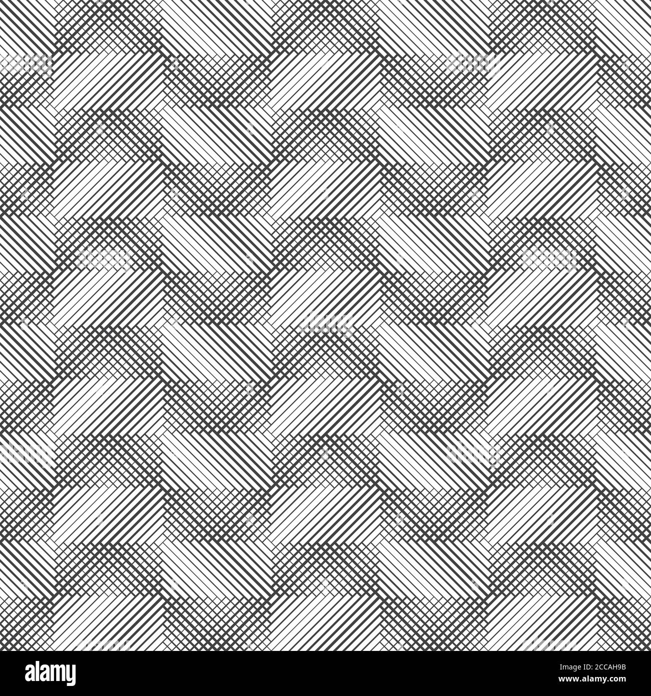 Vektor nahtloses Muster. Unendlich wiederholende moderne geometrische Textur, bestehend aus sich schneidenden dünnen Linien unterschiedlicher Dicke, die checkere bilden Stock Vektor