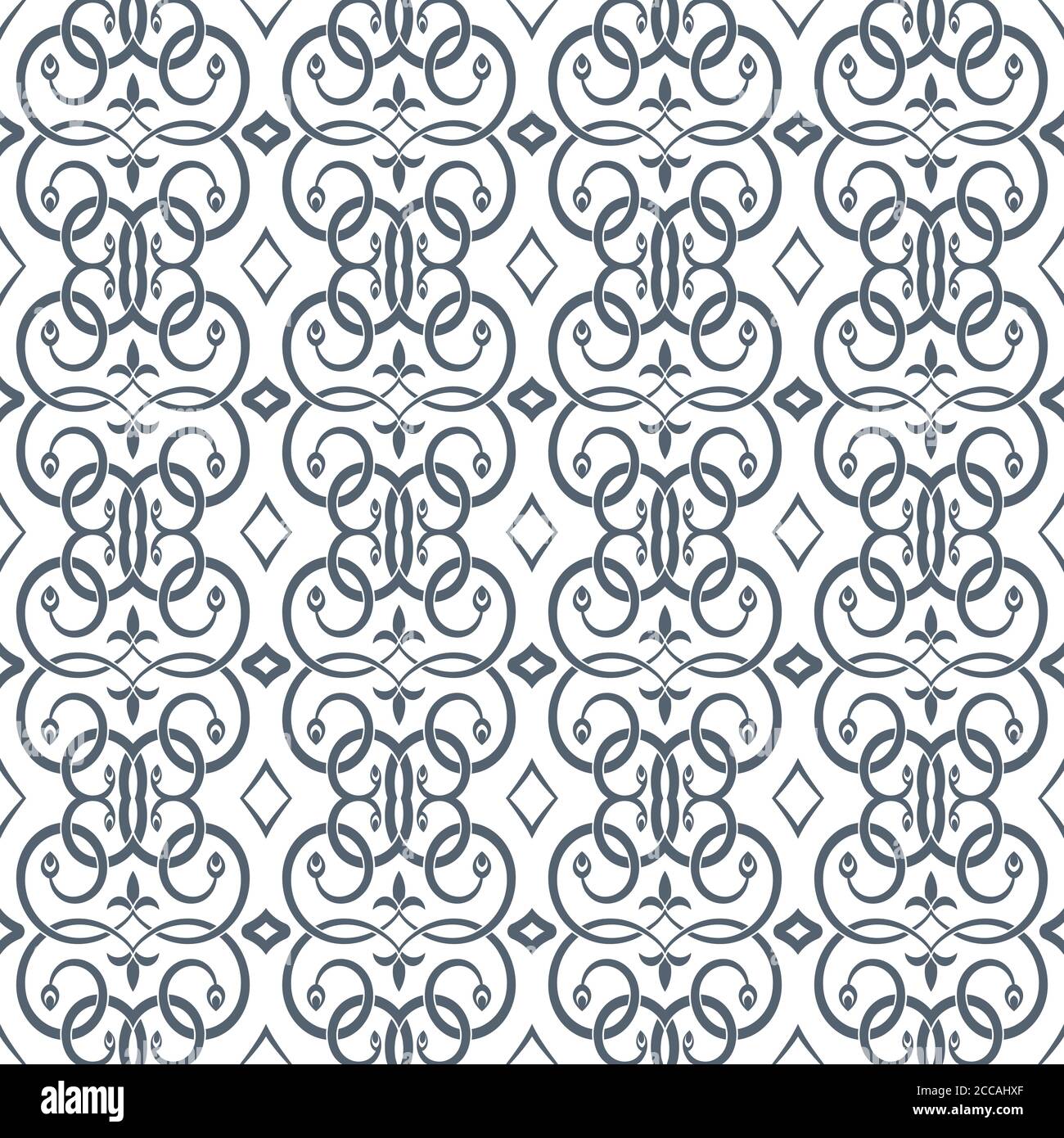 Nahtloses Muster im arabischen Stil. Abstrakte Tapete. Islamische Struktur. Regelmäßig wiederholende Fliesen mit sich schneidenden geschwungenen Linien. Vektorelement von gr Stock Vektor