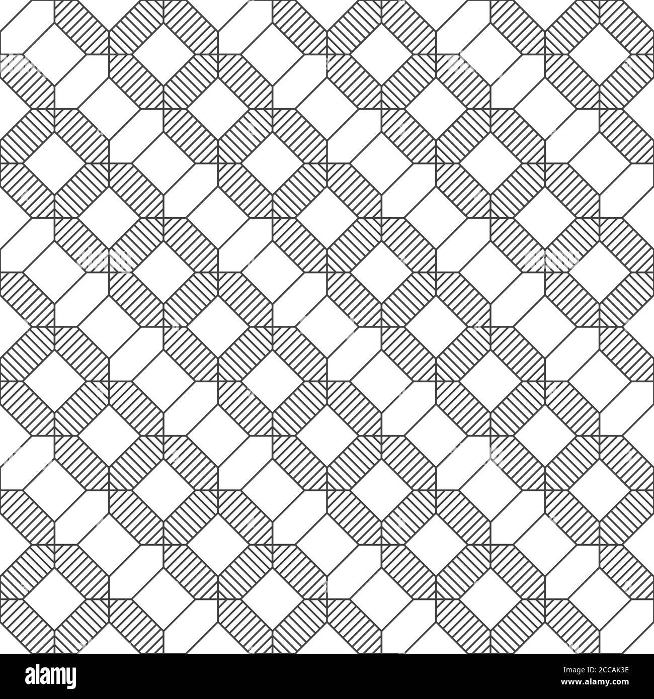 Nahtloses Muster. Moderne, stylische Textur. Regelmäßig wiederholendes geometrisches lineares Ornament mit gestreiften Sechsecken, Rauten, Achtecken. Vektorelement o Stock Vektor