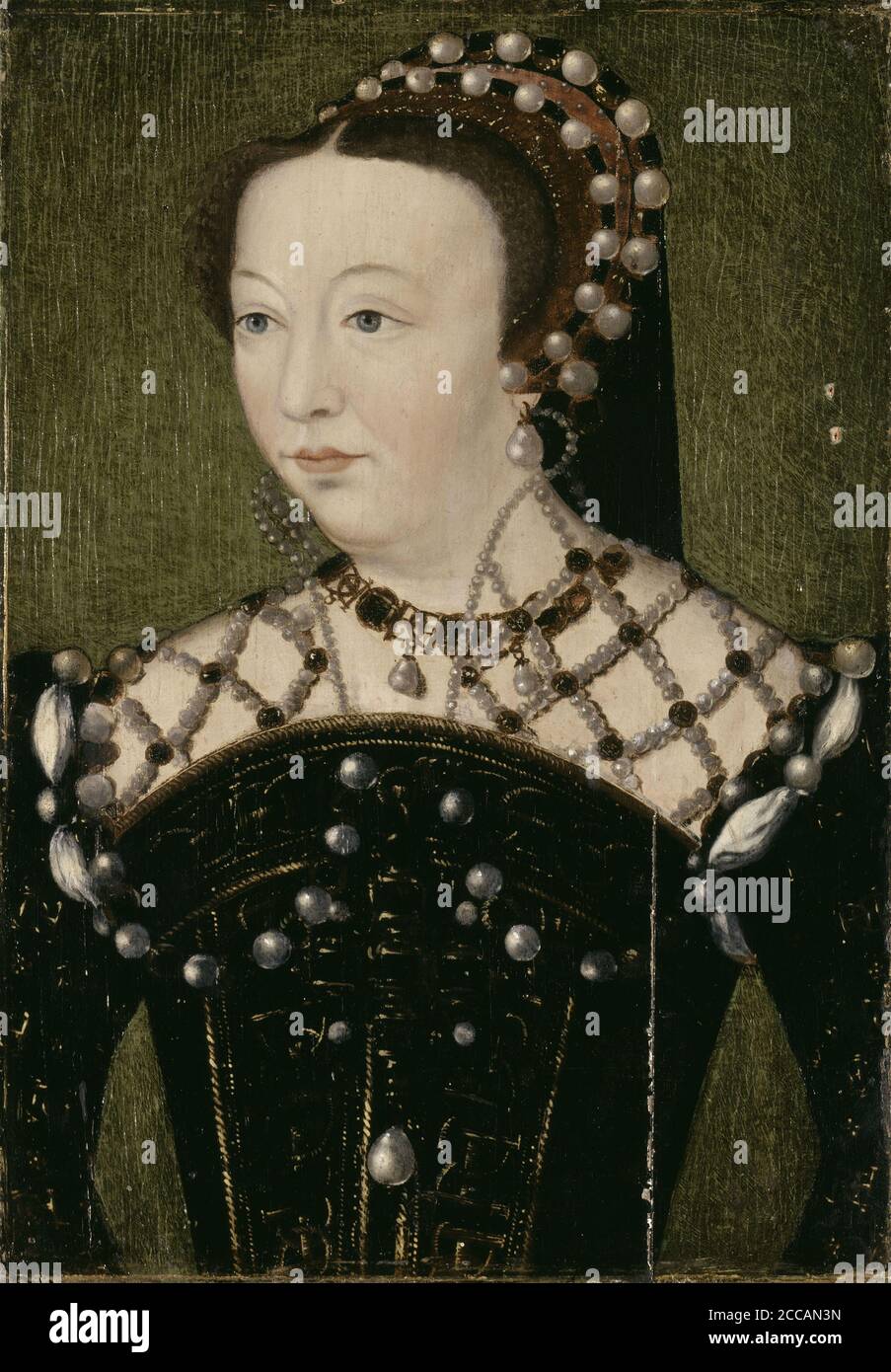Porträt von Catherine de' Medici (1519-1589). Museum: Musée de l'Histoire de France, Château de Versailles. Autor: FRANÇOIS CLOUET. Stockfoto