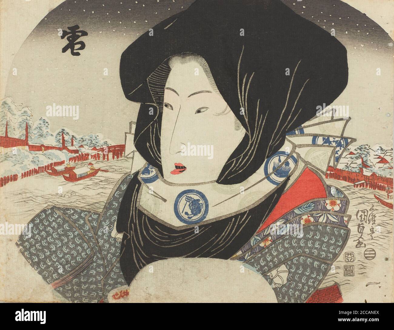 Schnee, aus der Serie Schnee, Mond und Blumen. Museum: PRIVATE SAMMLUNG. Autor: Utagawa Kunisada (Toyokuni III). Stockfoto