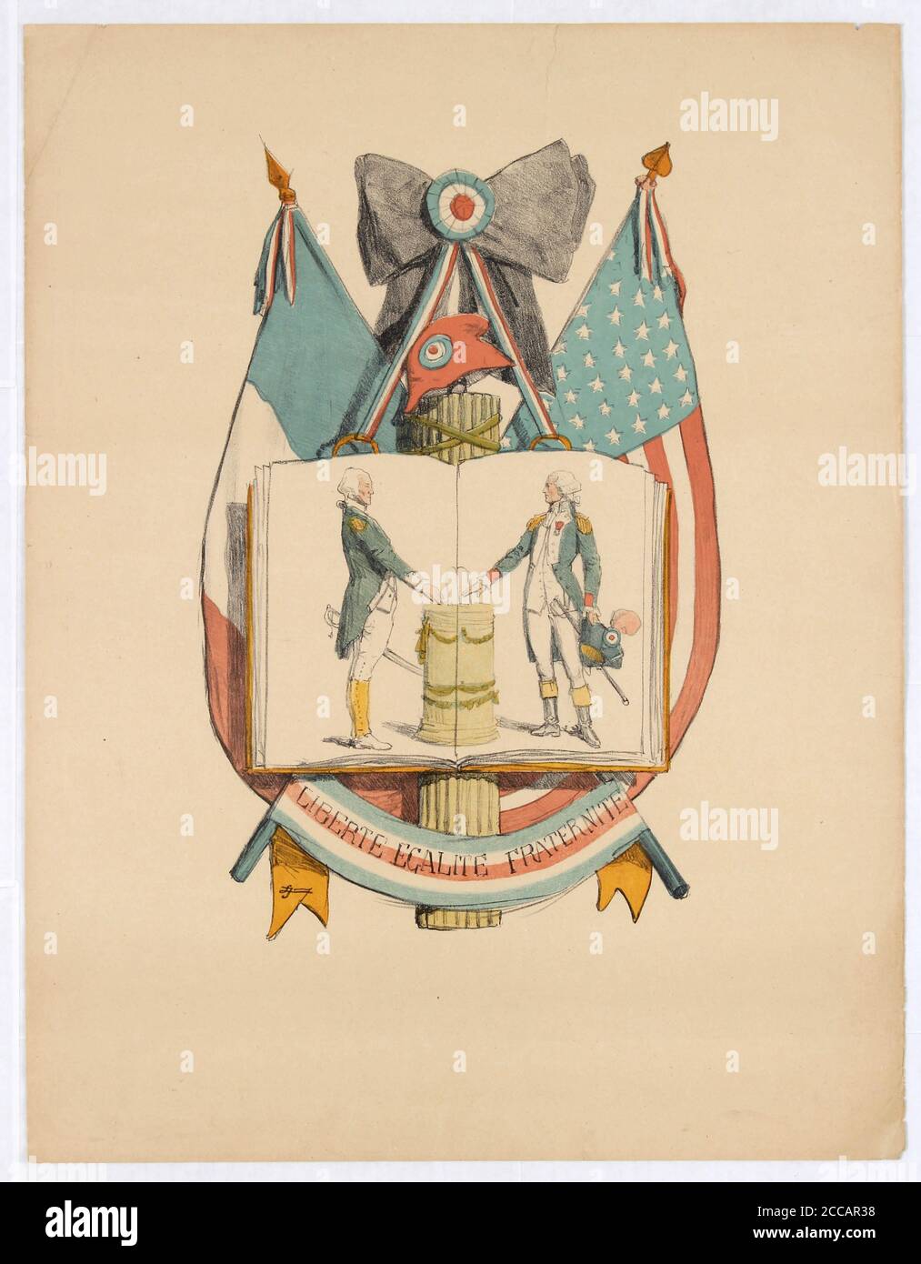 Freiheit, Gleichheit (Liberté, Égalité, Fraternité), Brüderlichkeit. Franco-American Pakt of Alliance, 1778. Museum: PRIVATE SAMMLUNG. Autor: ANONYM. Stockfoto