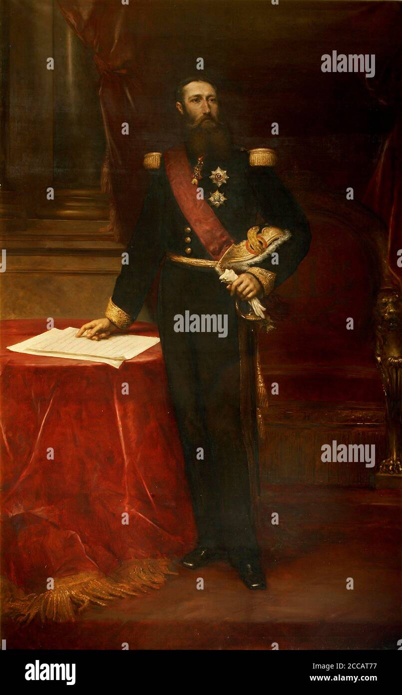 Porträt von Leopold II. (1835-1909), König der Belgier. Museum: Stadhuis van Antwerpen. Autor: Louis Joseph Gallait. Stockfoto