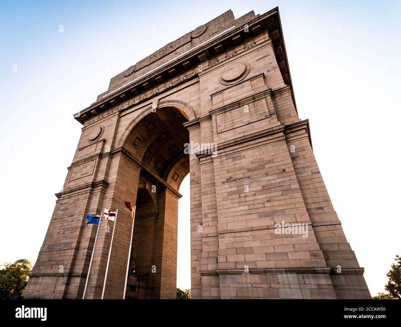 India Gate war Memorial in Neu Delhi, Indien. India Gate ist die beliebteste Touristenattraktion in Neu-Delhi. Architektur Indiens. Stockfoto