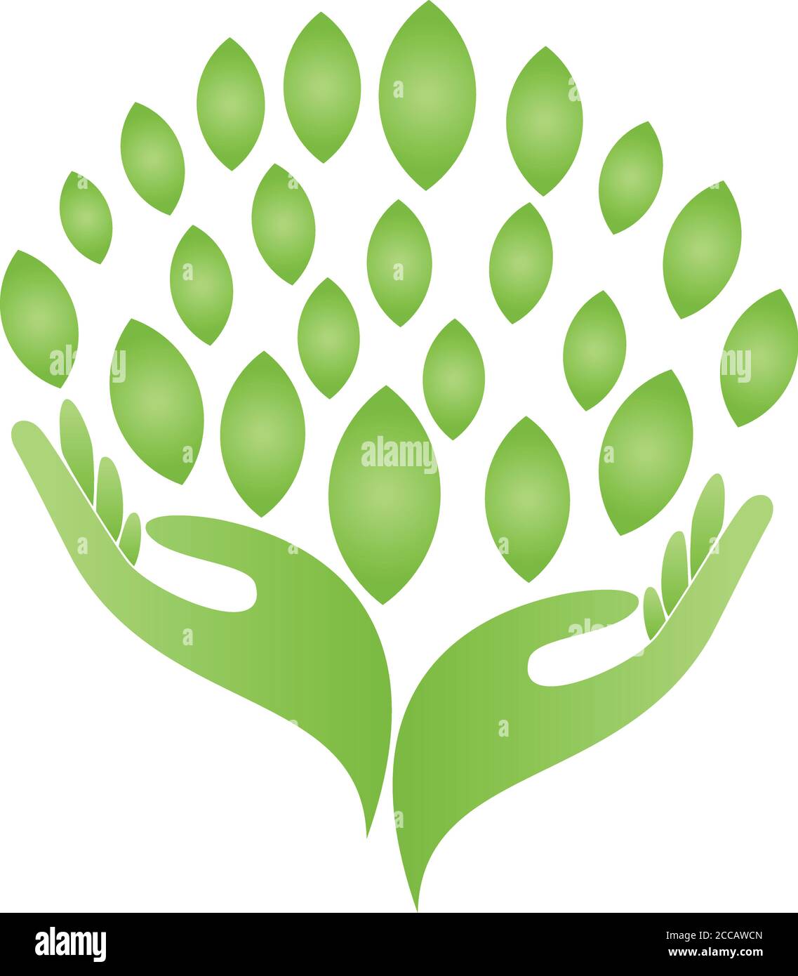 Hände, Blätter, Naturheilkunde, Wellness, Logo Stock Vektor