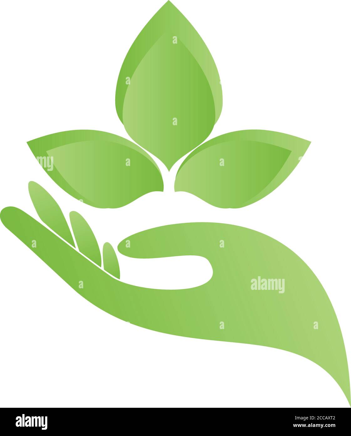 Hände, Blätter, Naturheilkunde, Wellness, Logo Stock Vektor