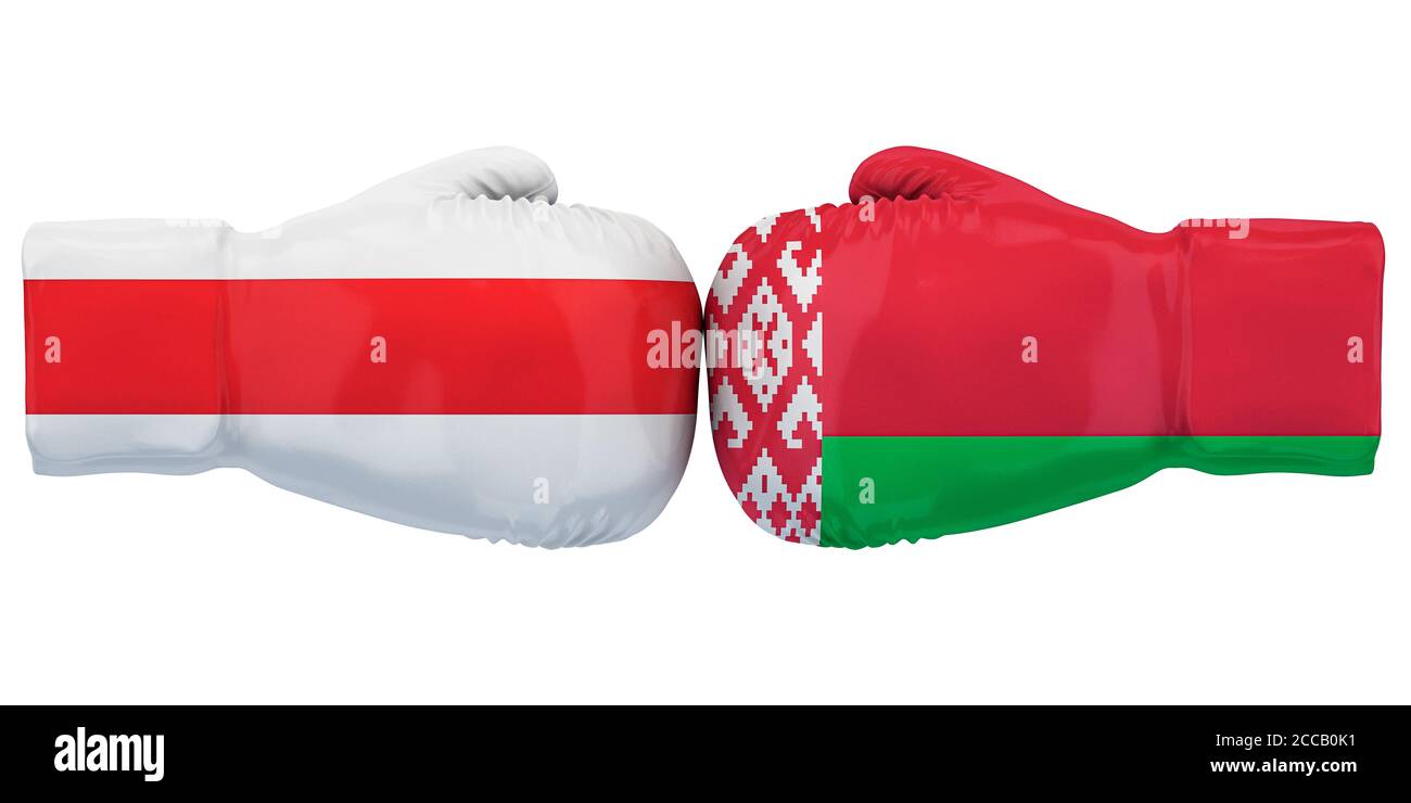 Weißrussische Proteste, politische Demonstrationen Konzept. 3D-Rendering auf weißem Hintergrund isoliert Stockfoto