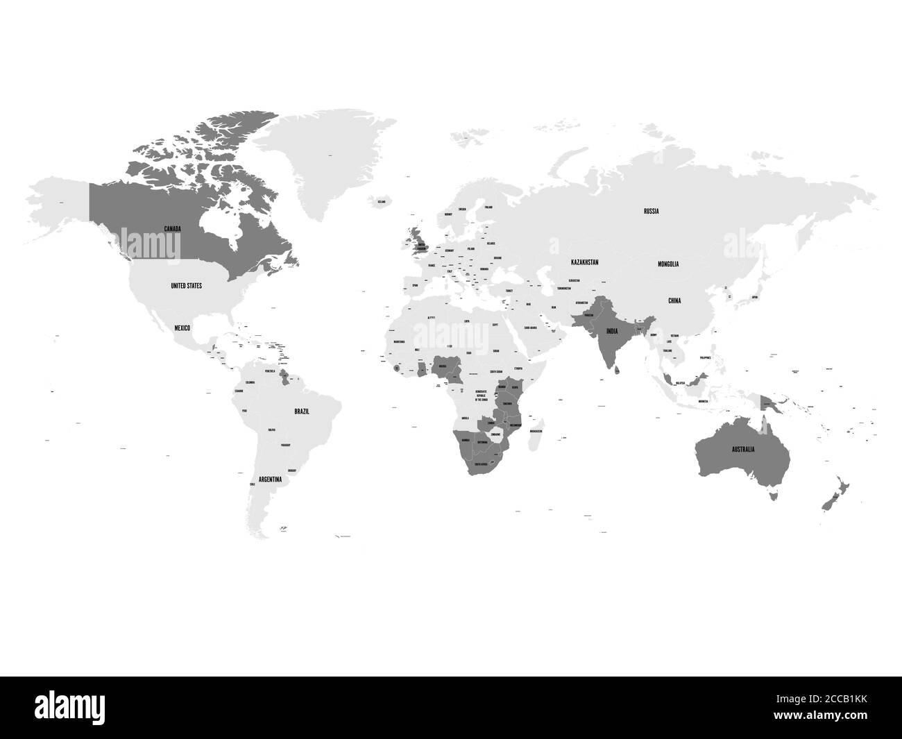 Die Mitgliedstaaten des britischen Commonwealth sind in der Weltkarte blau hervorgehoben. Vektorgrafik. Stock Vektor