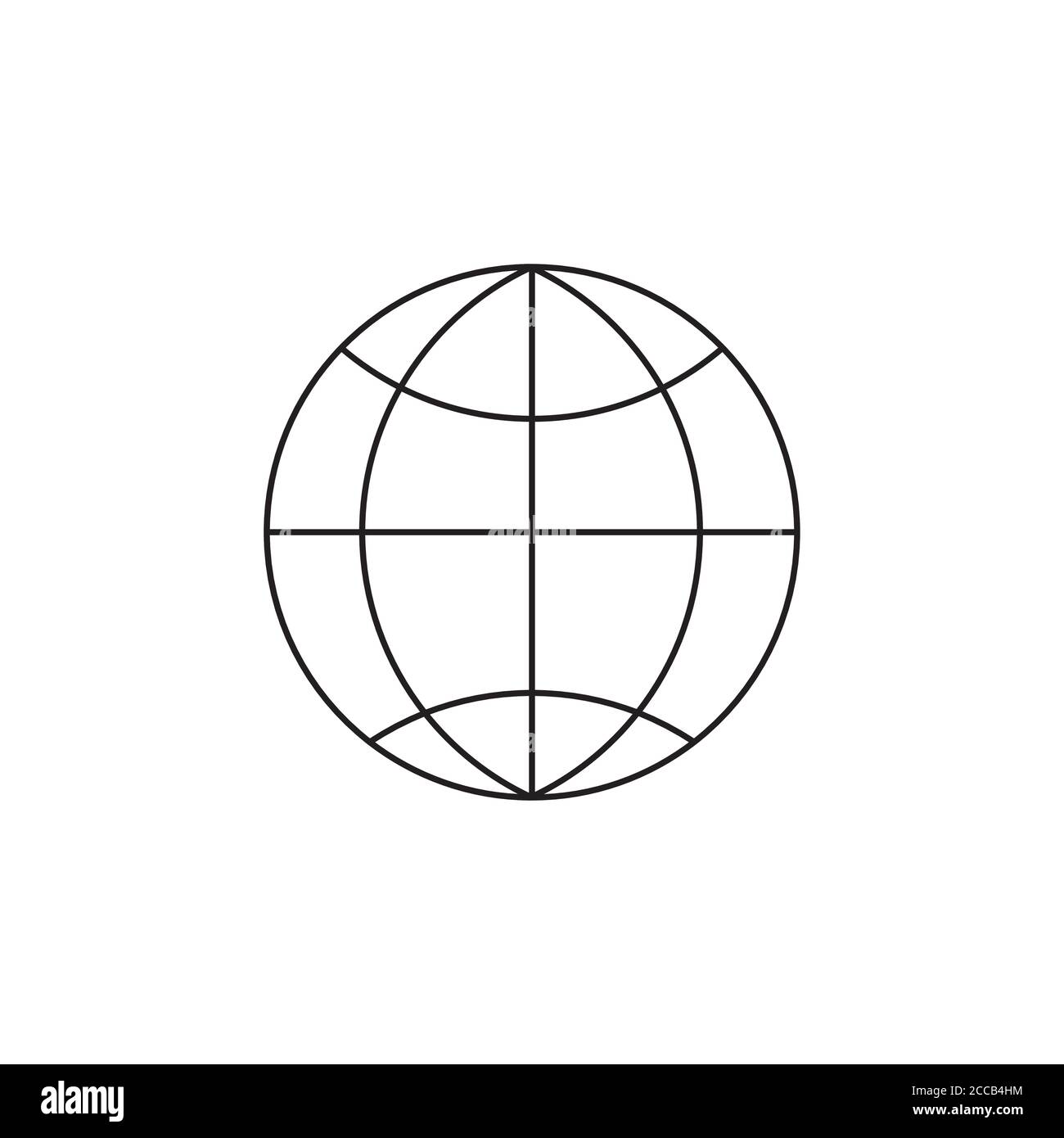 Symbolvektor für den Weltplaneten. Internationales Symbol, Homepage, Globe Zeichen in Gliederungsstil Illustration Stock Vektor