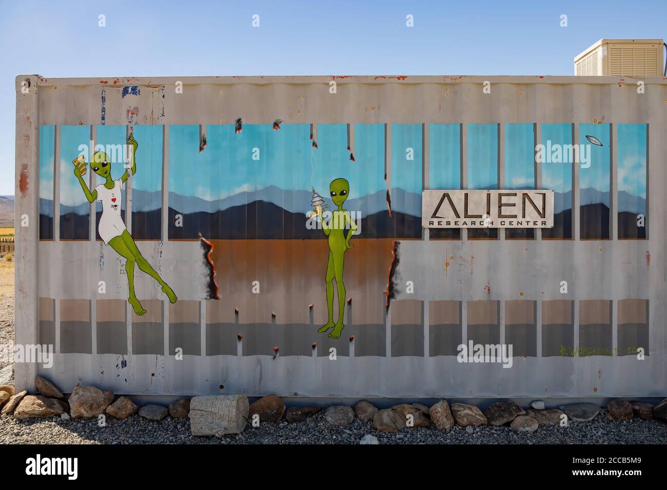 Nevada, 9. AUGUST 2020 - Außenansicht des Alien Research Center Stockfoto