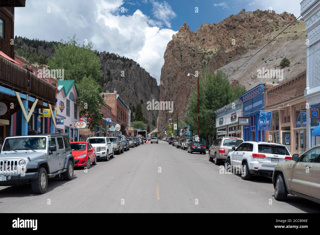 Blick auf die Main Street in der Stadt Creede, Colorado Stockfoto