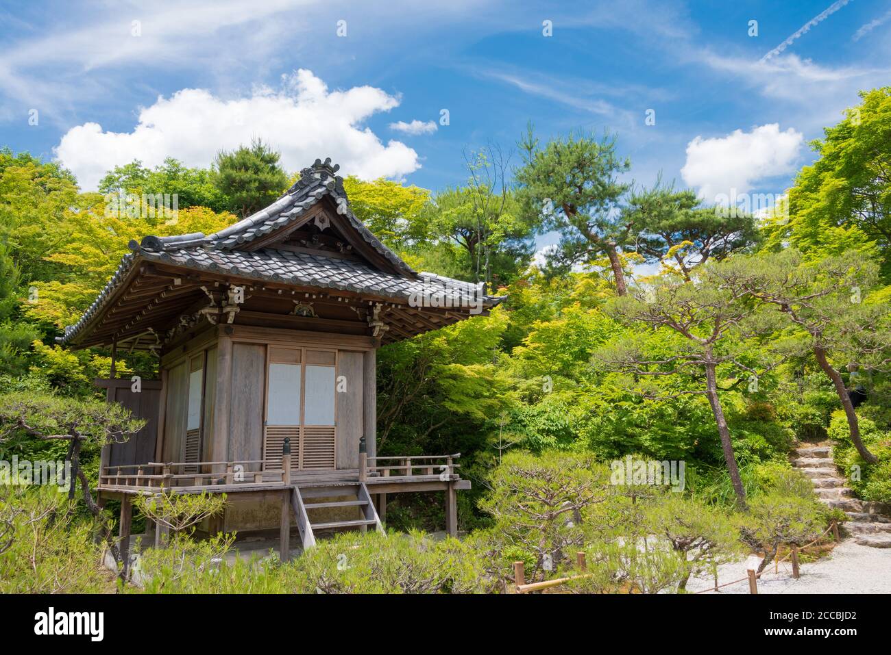 Okochi Mountain Villa (Okochi Sanso Villa) in Kyoto, Japan. Die Okochi Sanso Villa ist die ehemalige Residenz des japanischen Filmstars Okochi Denjiro. Stockfoto