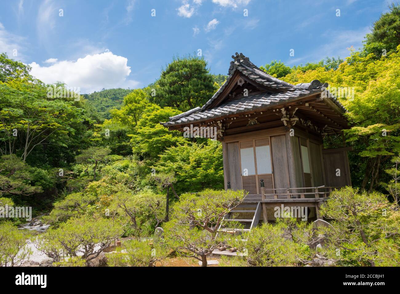 Okochi Mountain Villa (Okochi Sanso Villa) in Kyoto, Japan. Die Okochi Sanso Villa ist die ehemalige Residenz des japanischen Filmstars Okochi Denjiro. Stockfoto