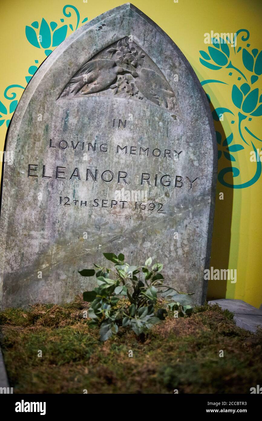 Eleanor Rigby Grabstein , The Beatles Story Museum, Liverpool Stockfoto