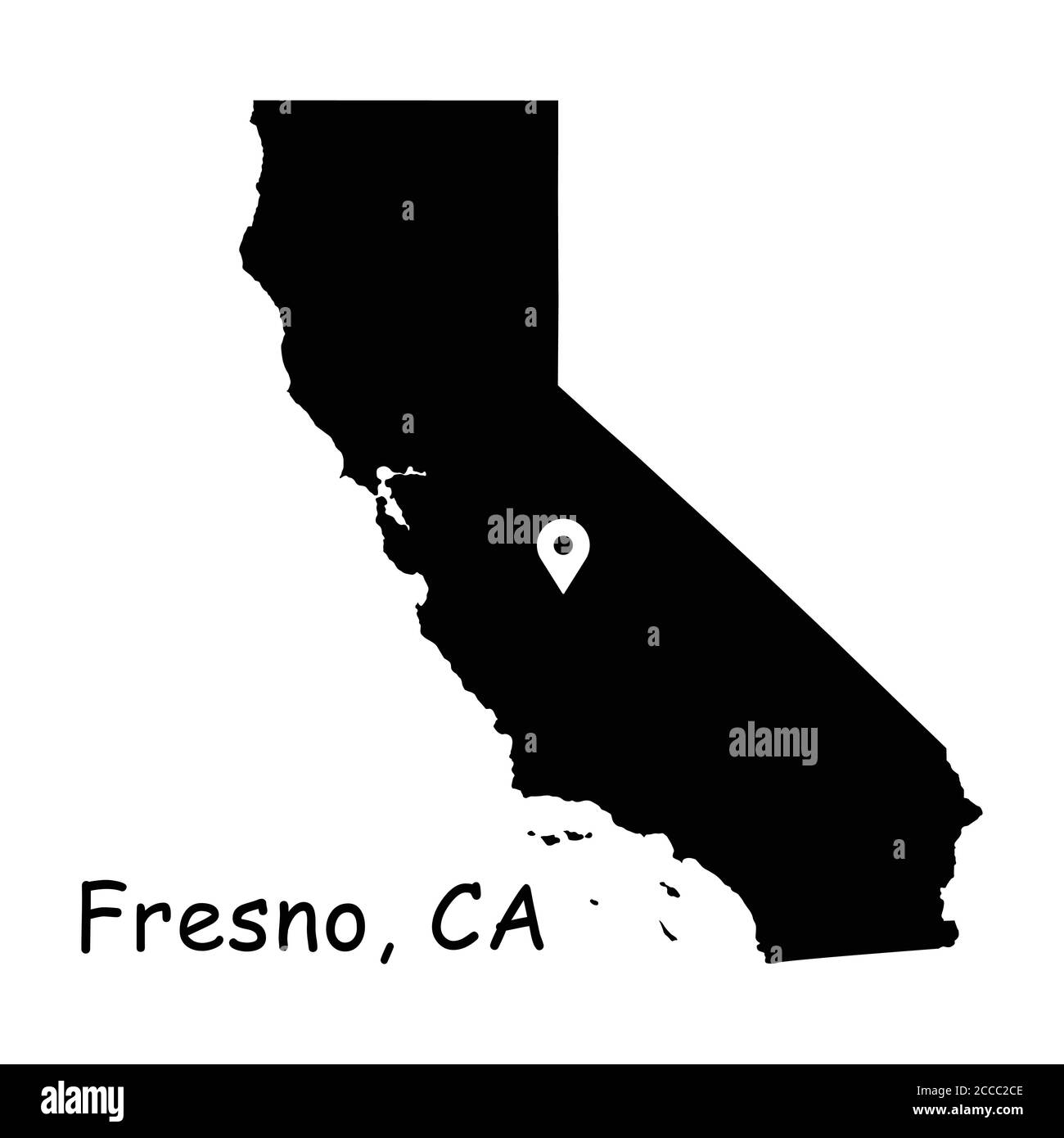 Fresno auf der California State Map. Detaillierte CA State Map mit