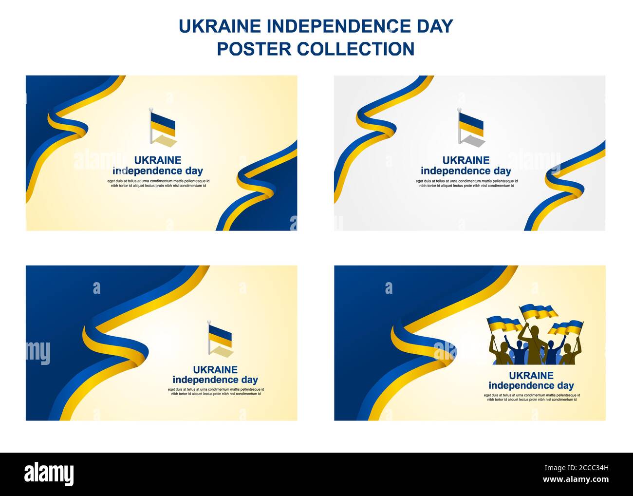 ukraine Unabhängigkeitstag Postersammlung, um den wichtigen Tag der Ukraine am 24. August zu begrüßen, zusätzliche Größe umfassen Schicht für Schicht, relevant für große p Stock Vektor
