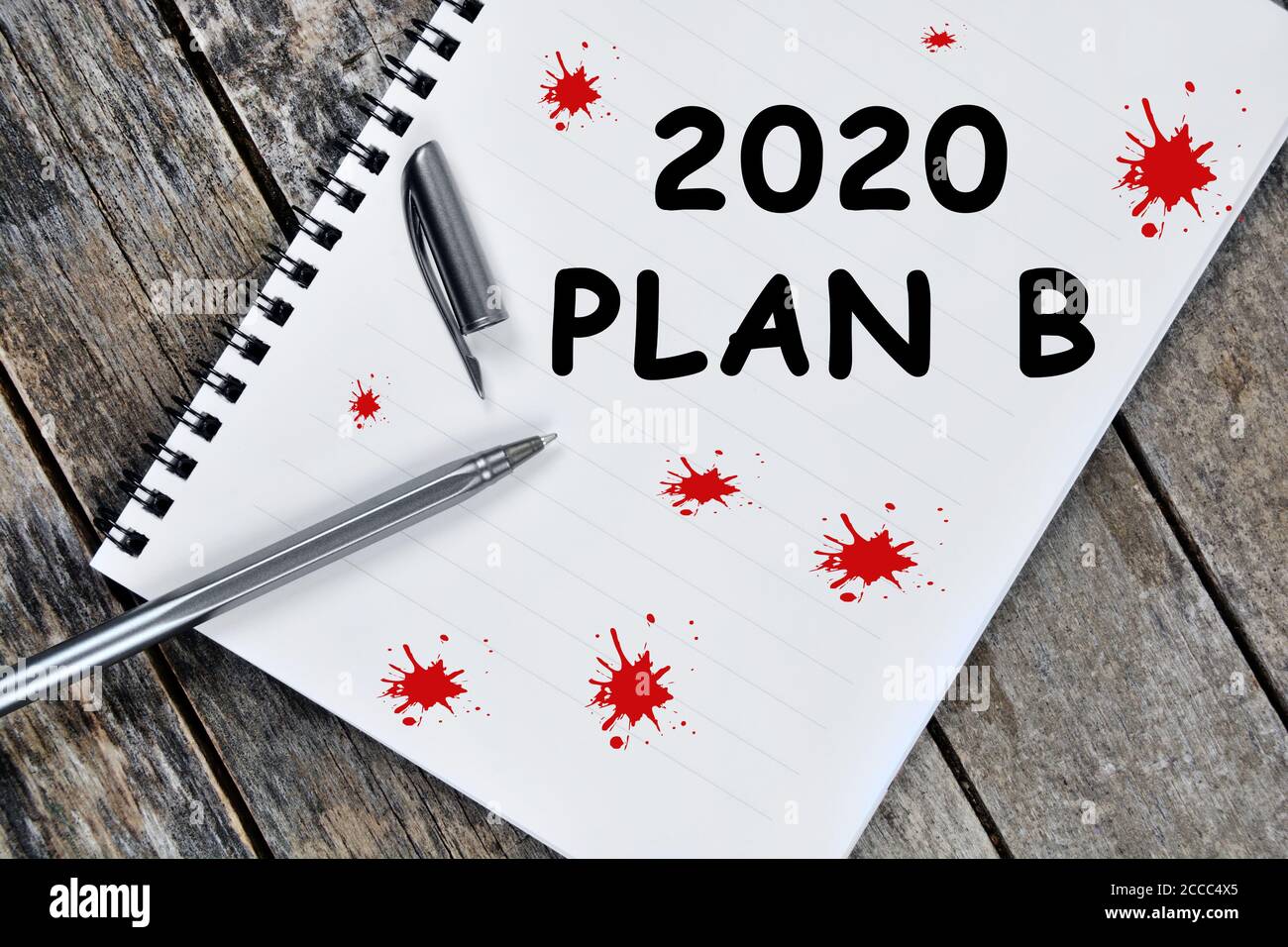 2020 Plan B steht auf der Nahaufnahme der Notizbuchseite Stockfoto