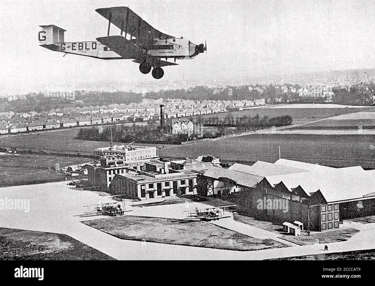 IMPERIAL AIRWAYS Armstrong Whitworth Argosy Aircraft G-EBLO City of Birmingham über dem Flughafen Croydon im Jahr 1926 das Jahr, in dem es in Dienst bei der Fluggesellschaft.Es ist Flugtage endete mit einem Absturz im Jahr 1948. Stockfoto