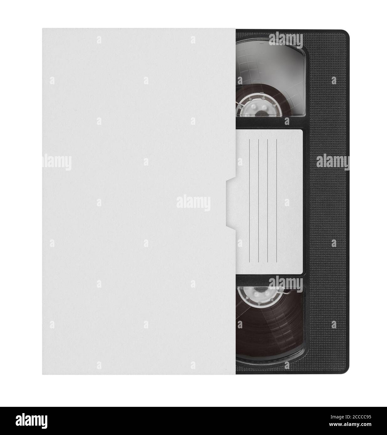 Leeres VHS-Videoband-Mockup. Analoge Filmkassette mit Kopierplatz. Beschneidungspfad Stockfoto