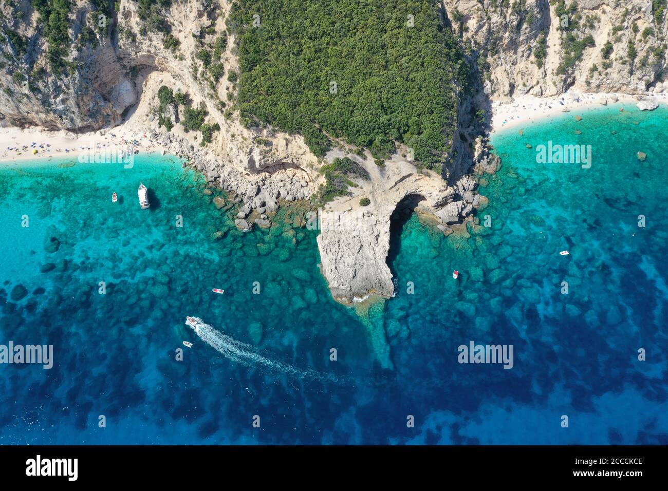 Seagull Bay baia dei gabbiani Strand sardinien Luftbild Panorama Stockfoto