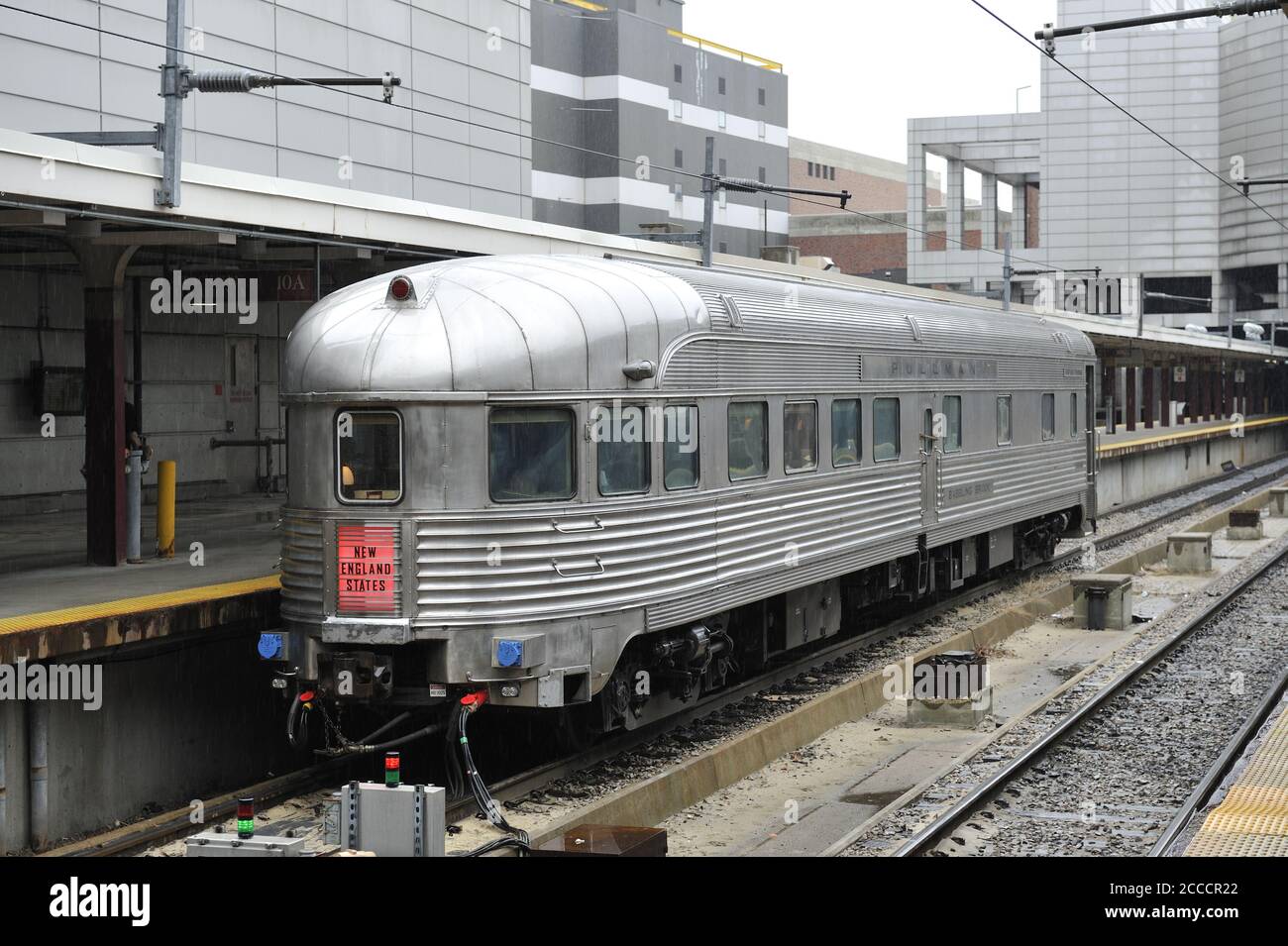 Pabbling Brook Pullman-Eisenbahnwagen in Boston, Massachusetts, geparkt Stockfoto