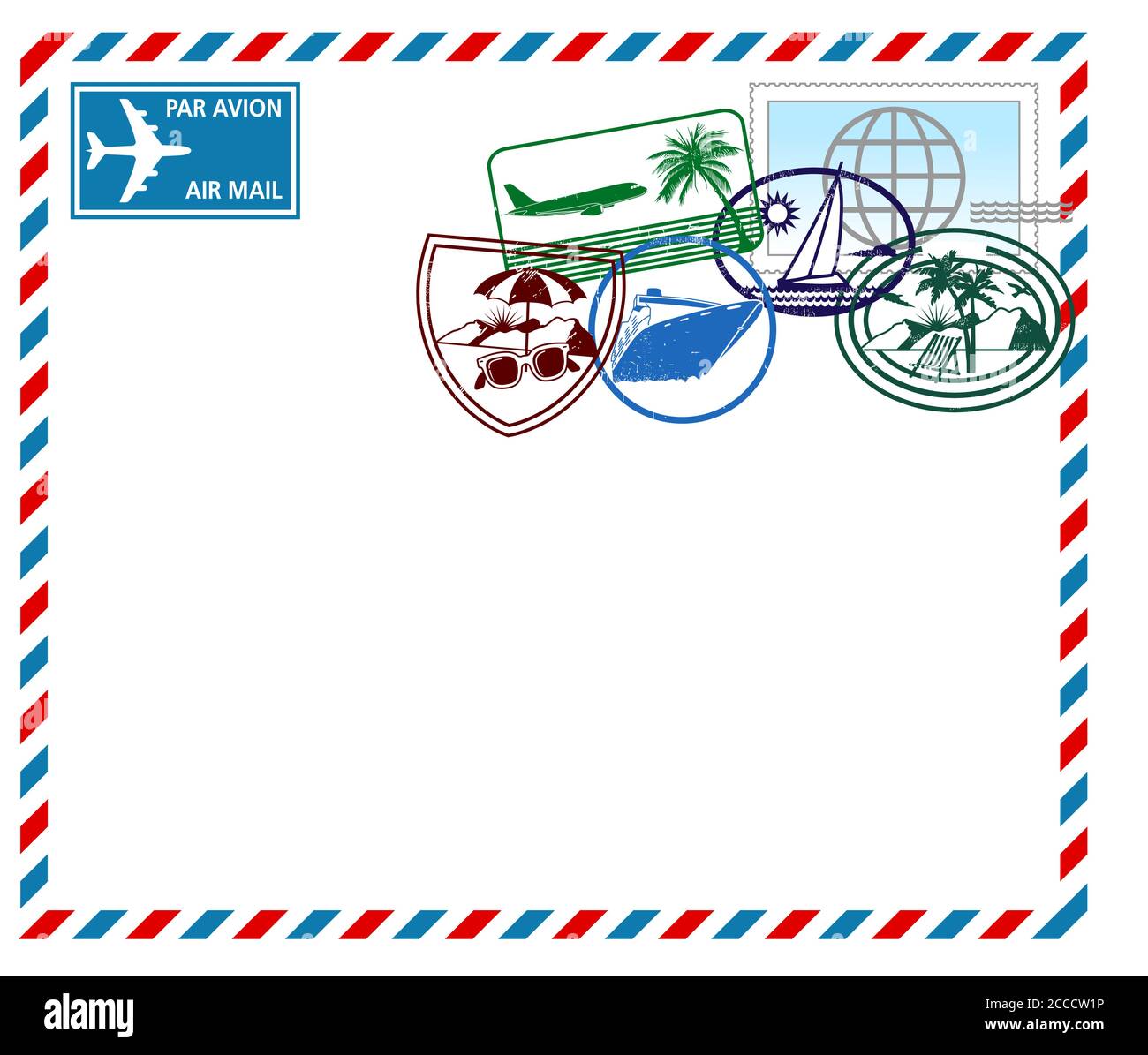 Luftpost-Umschlag mit Poststempel - Vektorgrafik Stock Vektor