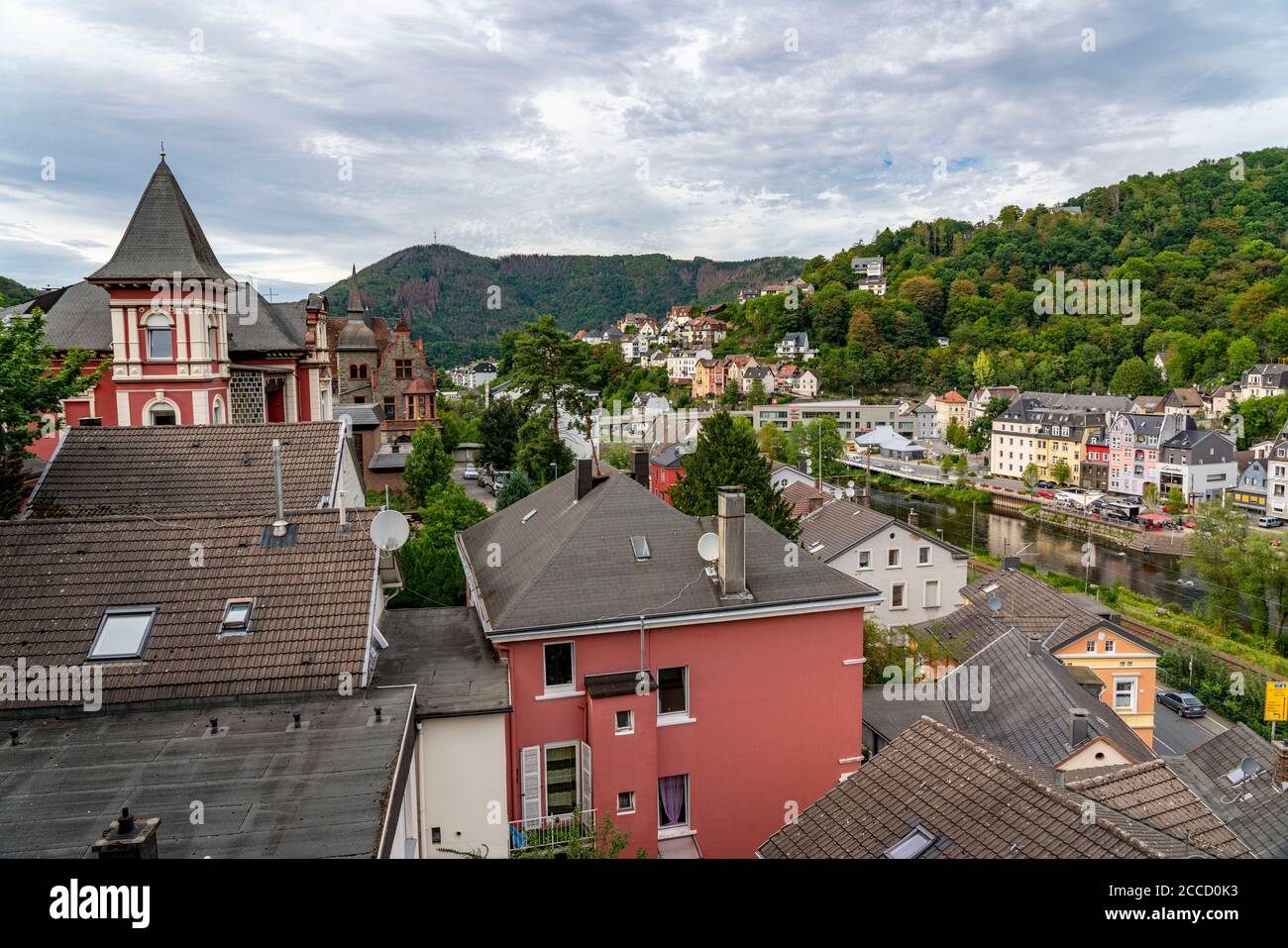 Die Stadt Altena im Sauerland, Märkischer Kreis, Schloss Altena, erste Jugendherberge in Deutschland, Stockfoto