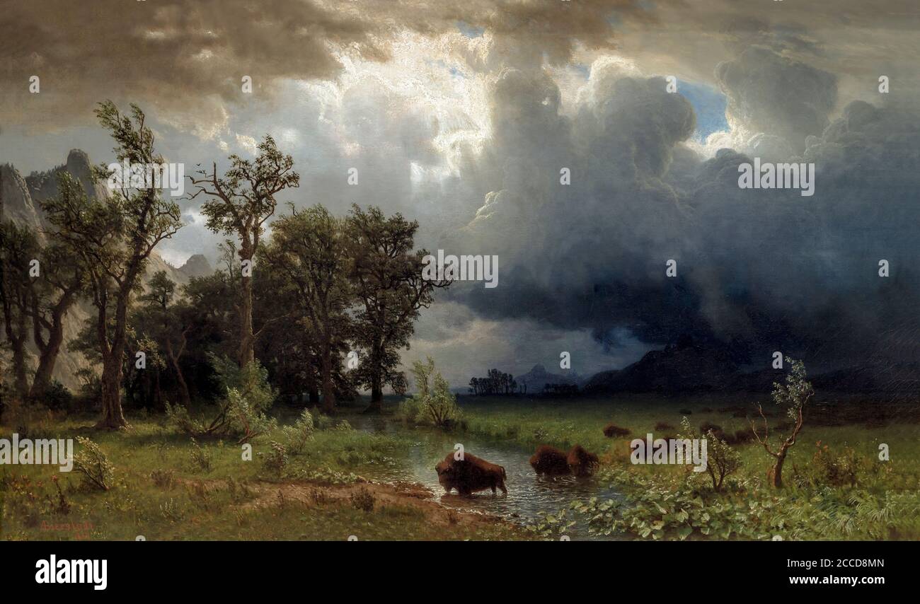 Buffalo Trail: Die drohenden Sturm, Albert Bierstadt, 1869, Nationalgalerie, Washington DC, USA, Nordamerika Stockfoto