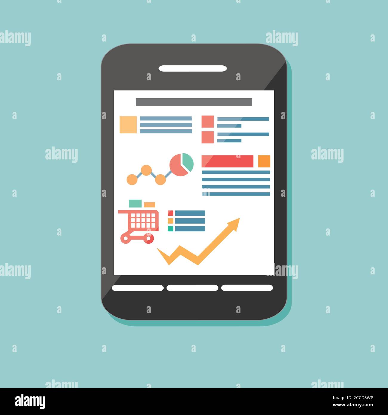 Flat Icon Handy, elektronisches Gerät, Responsive Web-Design, Infografik-Elemente Stock Vektor