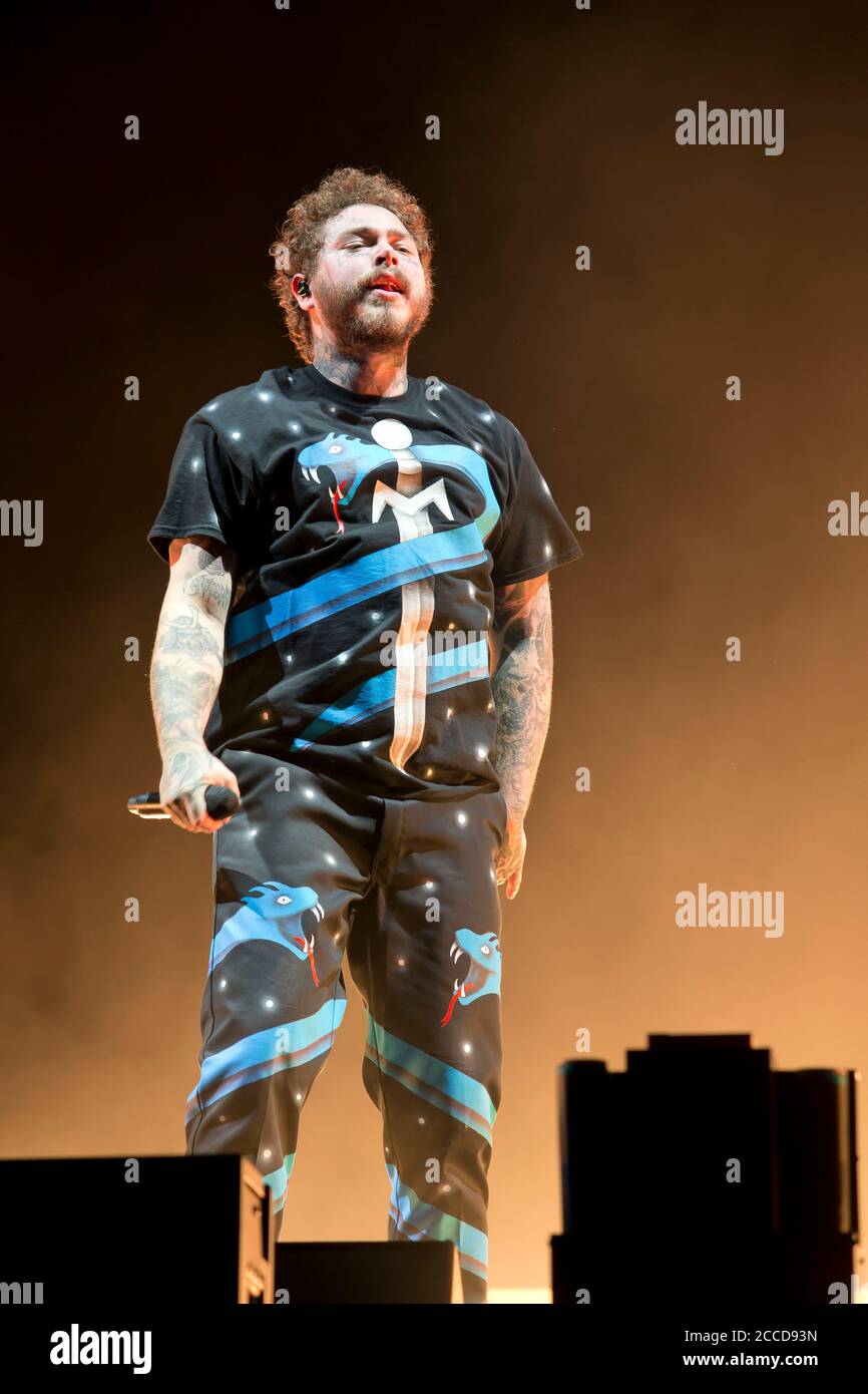 24.8.2019 Richfield Avenue Reading Berkshire UK Post Malone Schlagzeilen und Tritt auf der Hauptbühne am zweiten Tag beim Lesen auf festival Stockfoto