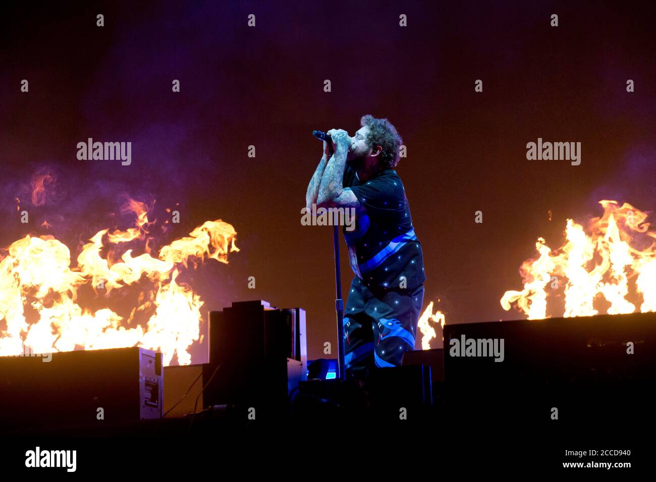 24.8.2019 Richfield Avenue Reading Berkshire UK Post Malone Schlagzeilen und Tritt auf der Hauptbühne am zweiten Tag beim Lesen auf festival Stockfoto