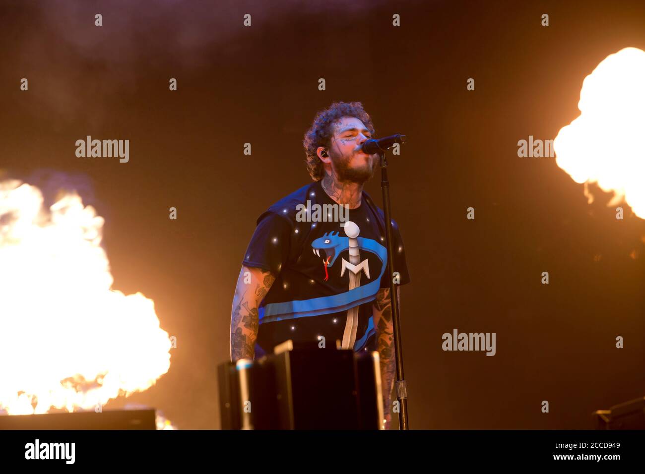 24.8.2019 Richfield Avenue Reading Berkshire UK Post Malone Schlagzeilen und Tritt auf der Hauptbühne am zweiten Tag beim Lesen auf festival Stockfoto