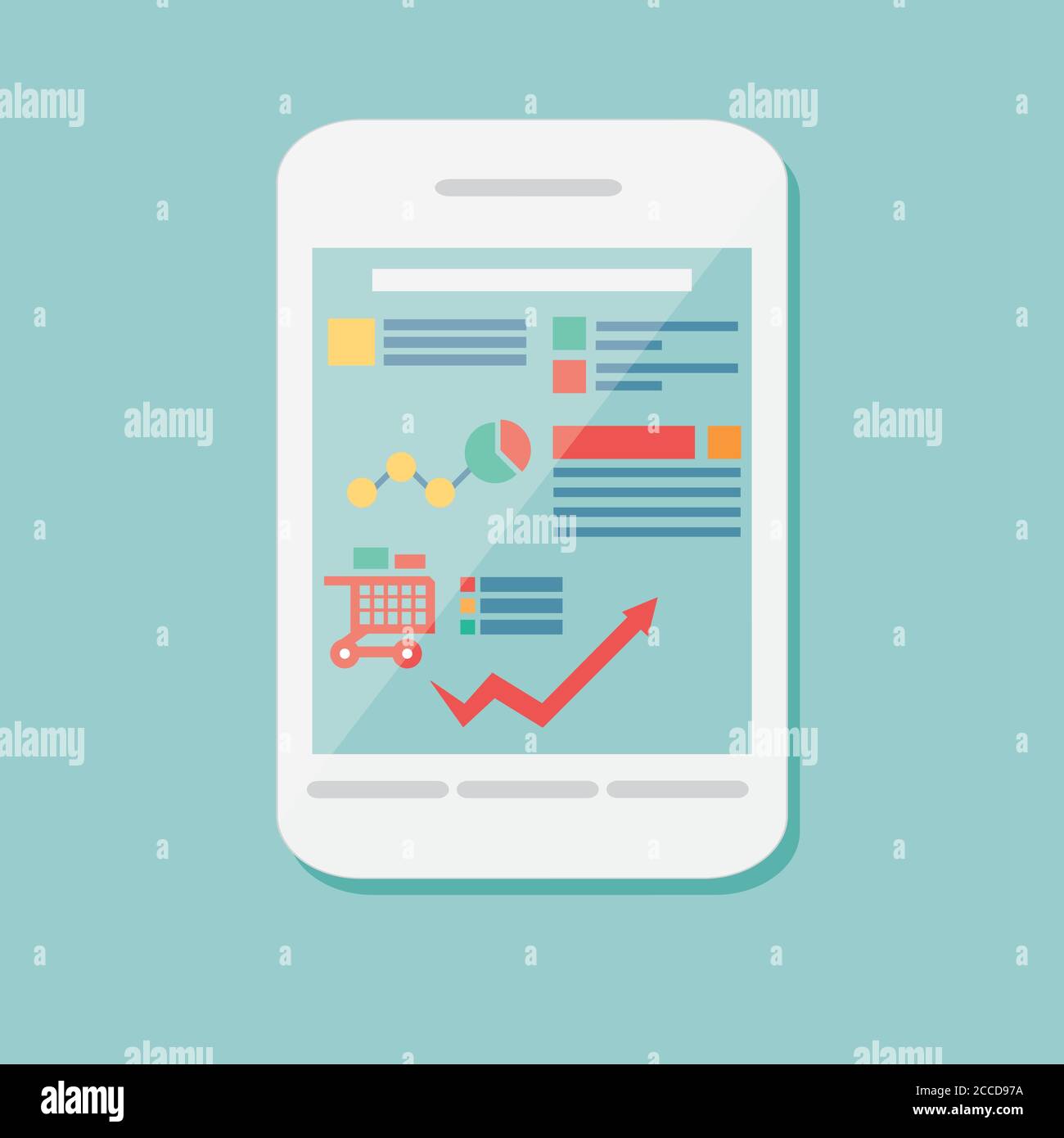 Flat Icon Handy, elektronisches Gerät, Responsive Web-Design, Infografik-Elemente Stock Vektor