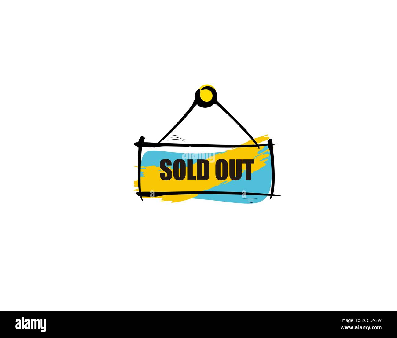 Ausverkauftes Schild flach auf weißem Hintergrund in Vektor-Illustration Stock Vektor
