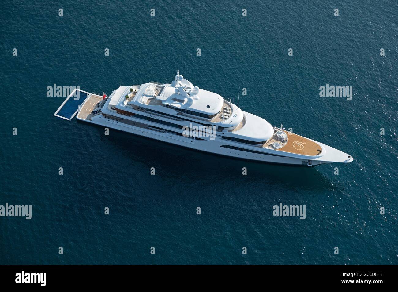 Luftbild, Yacht vor den Brijuni Inseln, Istrien, Kroatien Stockfoto
