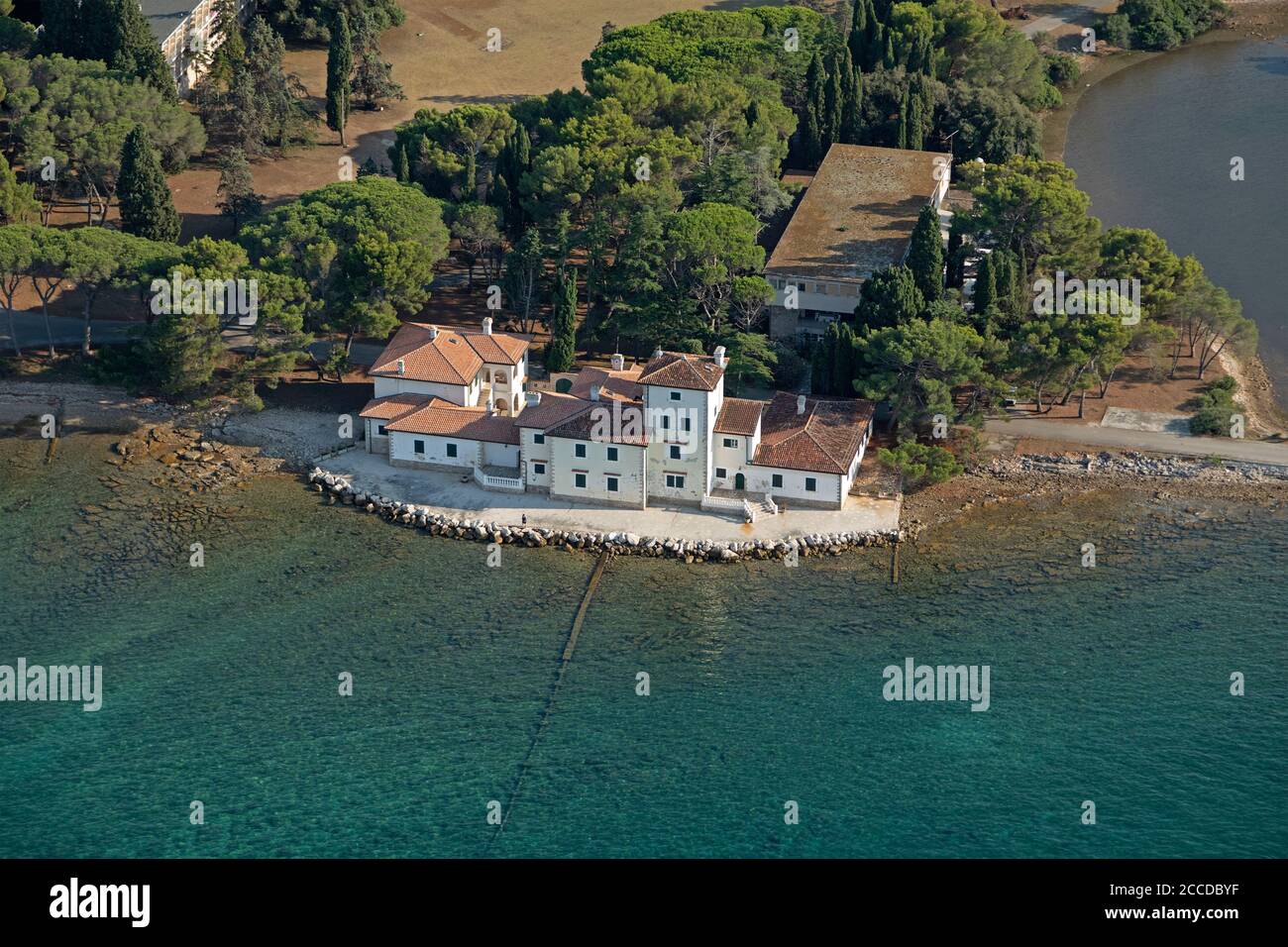 Luftbild, Hotel Jurina, Brijuni Inseln, Istrien, Kroatien Stockfoto