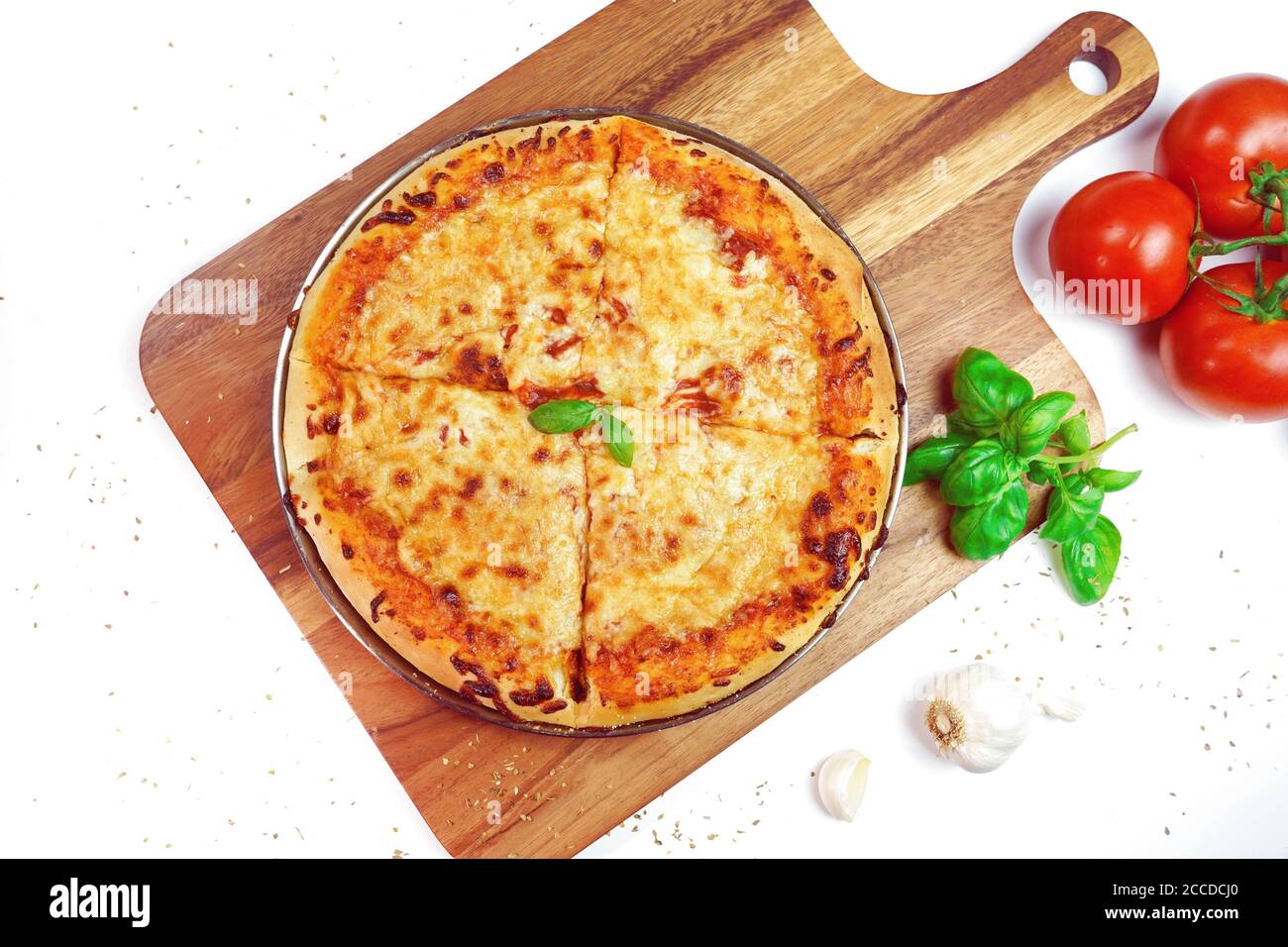 Hausgemachte flauschige Käse Pizza, selektive Fokus Stockfoto