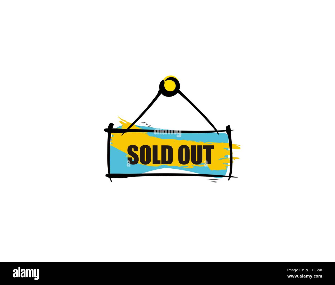 Ausverkauftes Schild flach auf weißem Hintergrund in Vektor-Illustration Stock Vektor