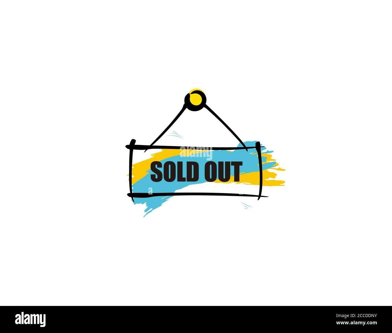 Ausverkauftes Schild flach auf weißem Hintergrund in Vektor-Illustration Stock Vektor