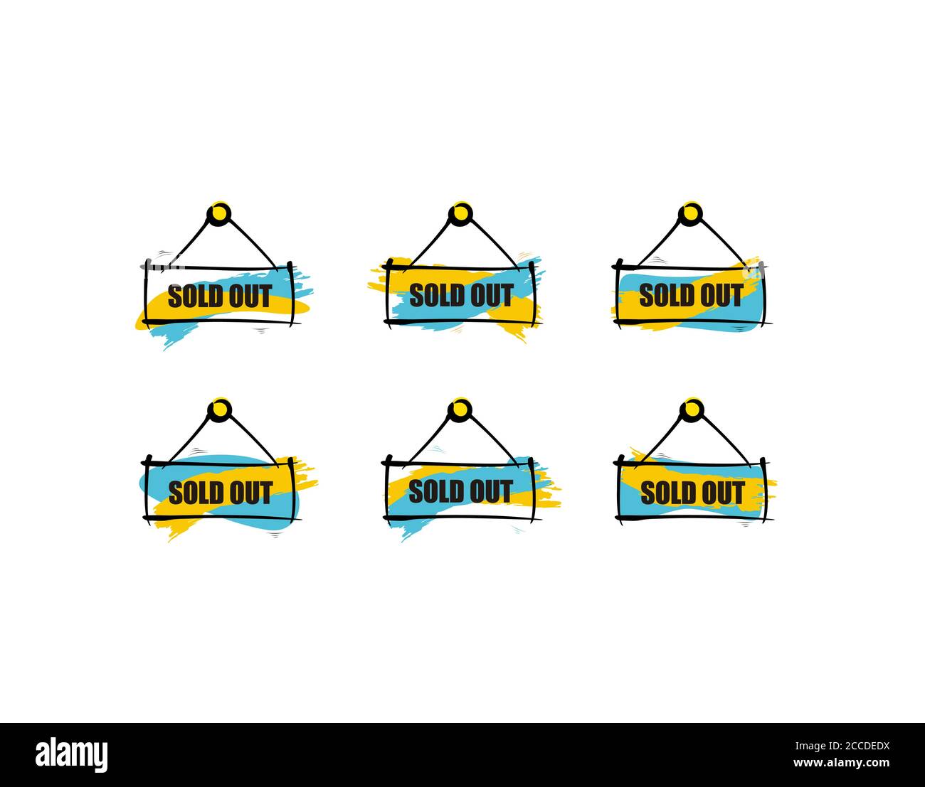 Ausverkauftes Schild flach auf weißem Hintergrund in Vektor-Illustration Stock Vektor