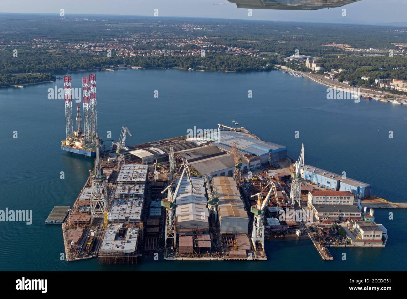 Luftbild, Hafen, Pula, Istrien, Kroatien Stockfoto