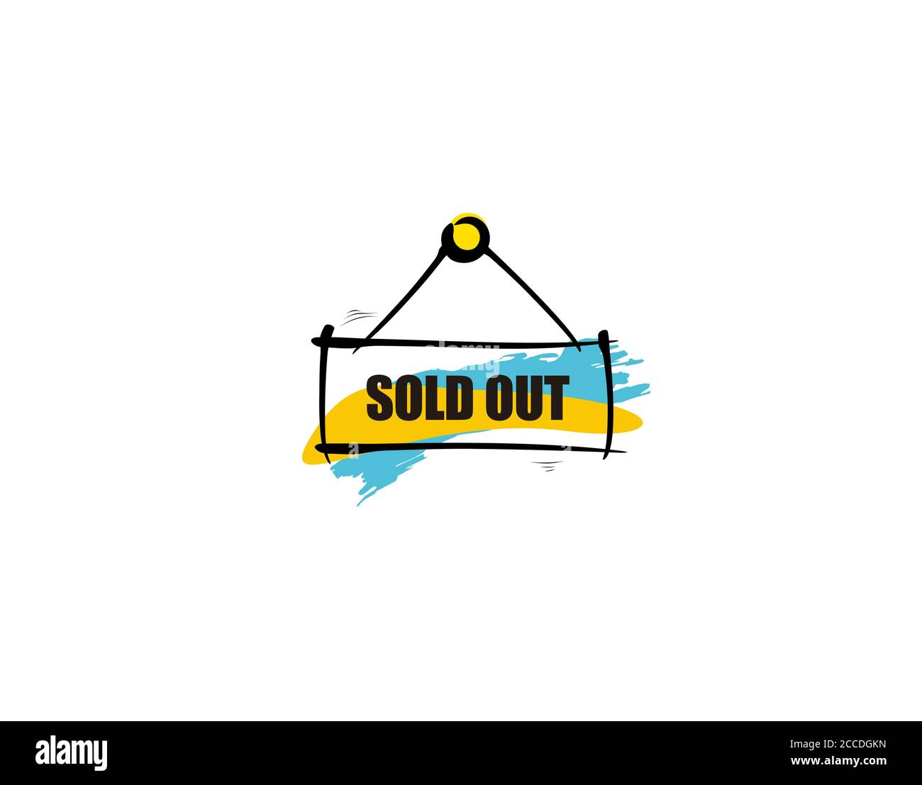 Ausverkauftes Schild flach auf weißem Hintergrund in Vektor-Illustration Stock Vektor