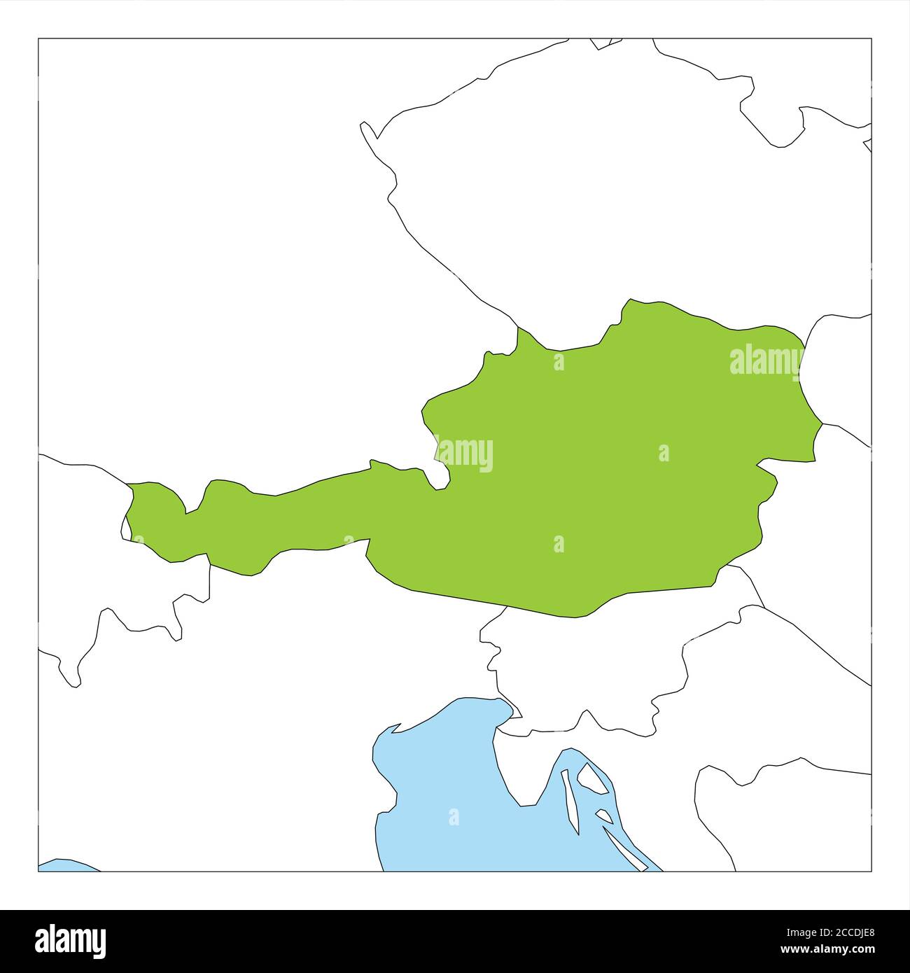 Karte von Österreich grün hervorgehoben mit Nachbarländern. Stock Vektor