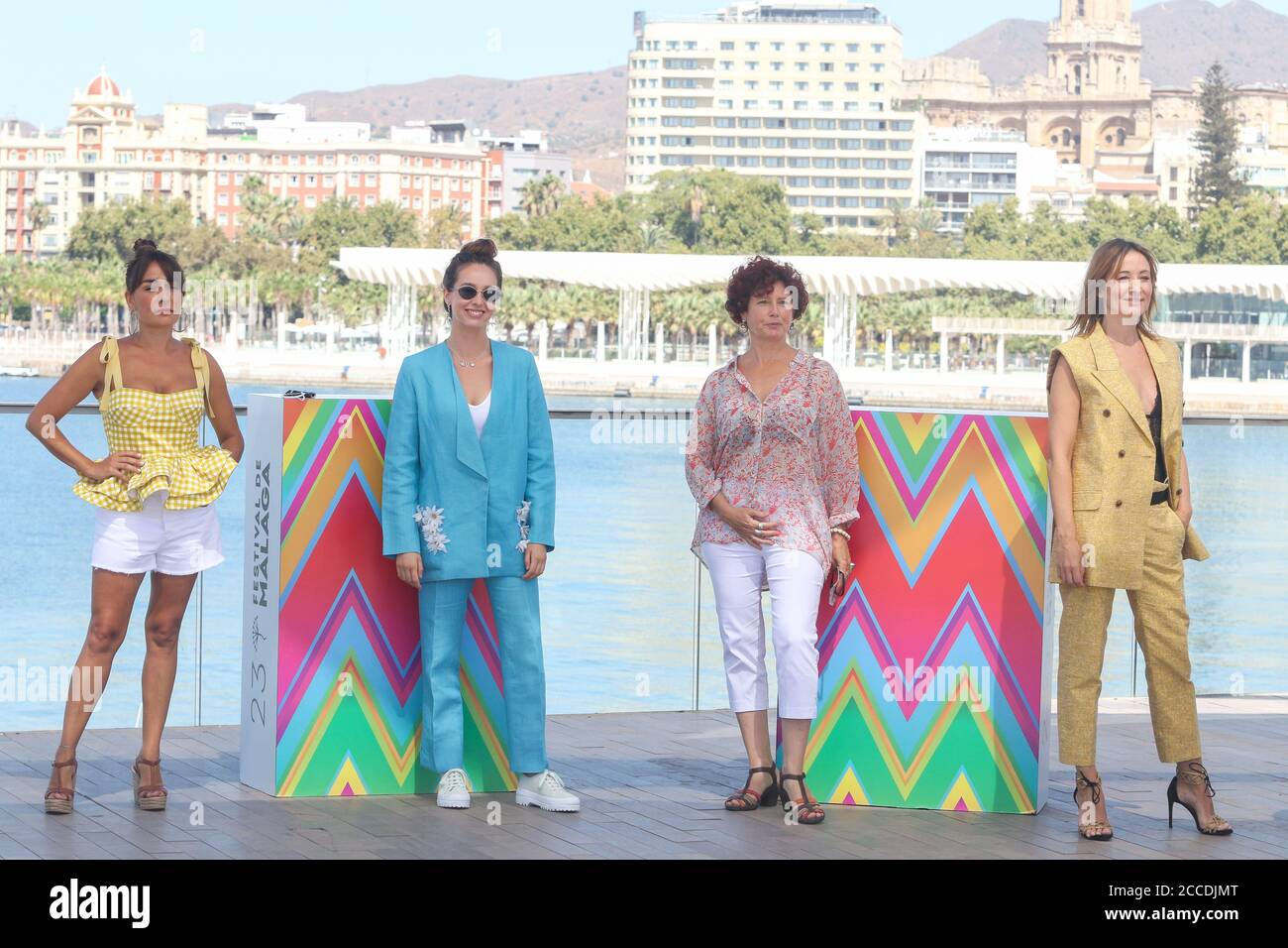 21. August 2020: 21. August 2020 (Malaga) das Malaga Film Festival in seiner Ausgabe, 'La Boda de Rosa', in der Präsentation waren die Schauspieler, die Leben geben, um den Film: Candela PeÃ±A, Sergi LÃ³pez, Nathalie Poza und Paula Usero; Neben der Singer-Songwriterin Rozalén, Komponistin des Originalliedes, und den Produzenten Cristina ZumÃ¡rraga und Lina Badenes. Kredit: Lorenzo Carnero/ZUMA Wire/Alamy Live Nachrichten Stockfoto